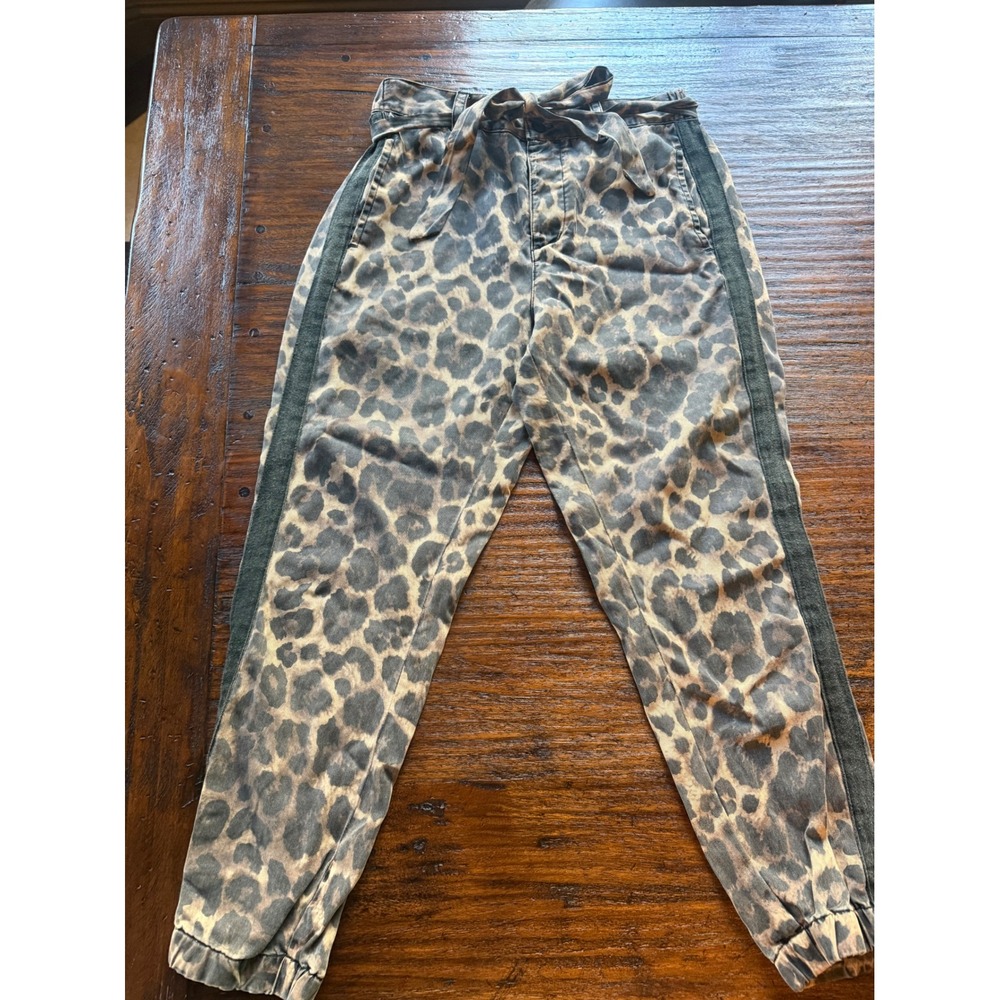Pam & Gela Leopard Print Belted Jogger Pants Size Small